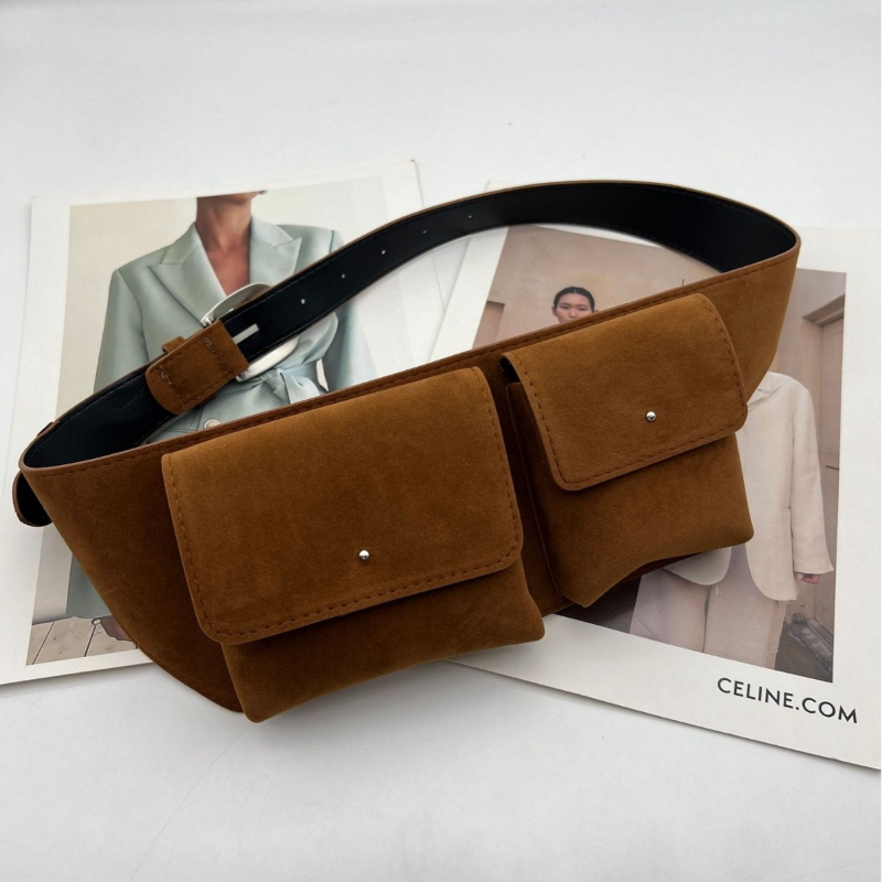 Belt Bag Leather Wide - Marsupi Vintage in Pelle Scamosciata PU