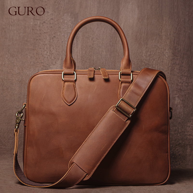 Luxury Bags Vintage - GURO Uomo Crazy Horse Valigetta in