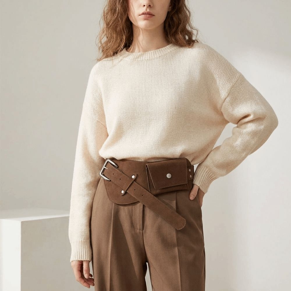 Belt Bag Leather Wide - Cintura alla moda in PU con
