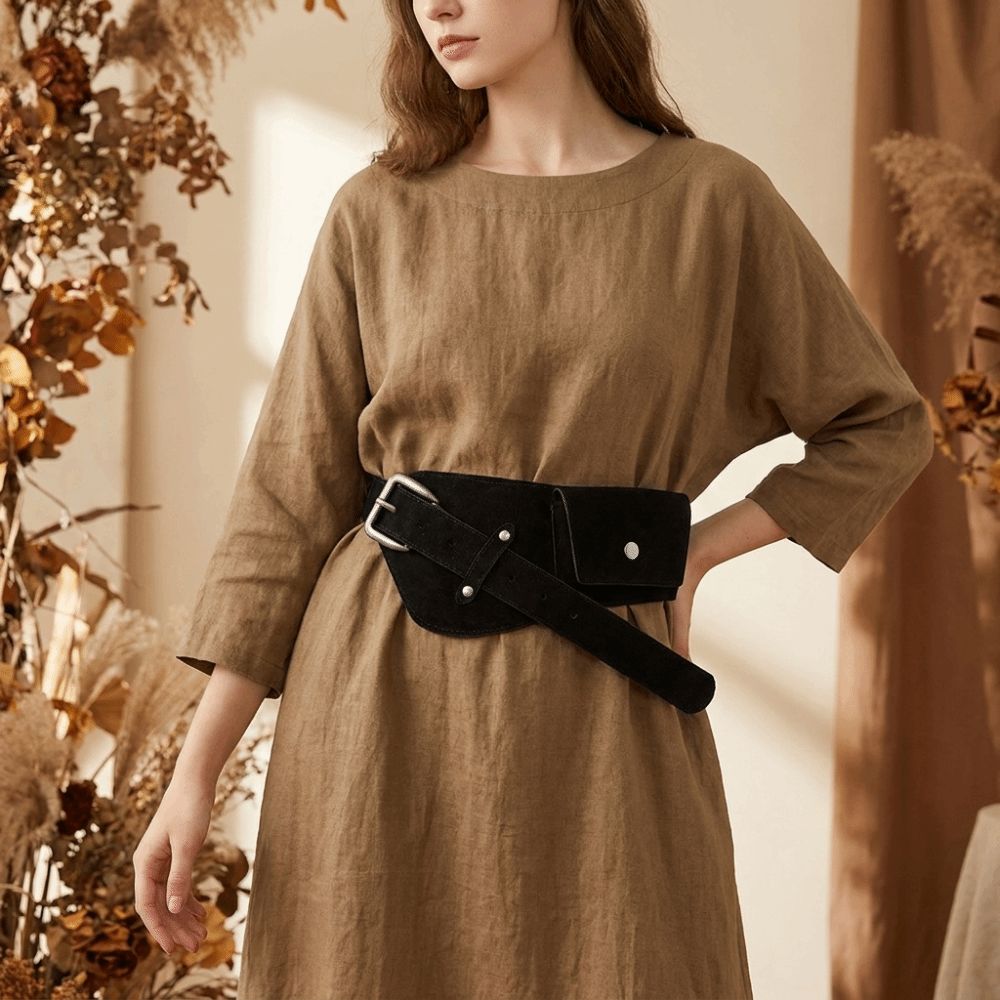 Belt Bag Leather Wide - Cintura alla moda in PU con