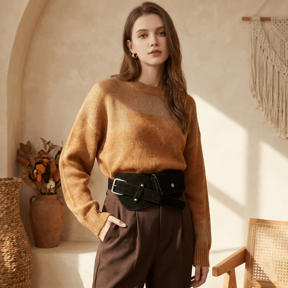 Belt Bag Leather Wide - Cintura Vintage in PU con Fibbia